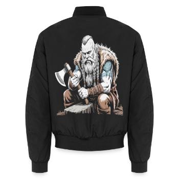 Wikinger Viking Legende Seemann Odin Rabe Kämpfer - Unisex Bomberjacke - Schwarz - Hinten - AI Model Male 185 light (185cm)