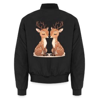 Kuschelige Reh-Duo Küssendes Motiv - Unisex Bomberjacke - Schwarz - Hinten - AI Model Male 185 light (185cm)