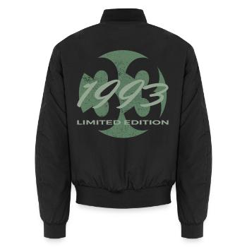 33rd Birthday 1993 Gift for Men and Women - Unisex Bomber Jacket - black - Back - AI Model Male 185 light (185cm)