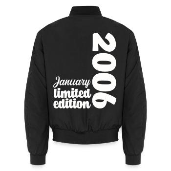 Janvier 2006 Anniversaire Cadeau Vintage Rétro - Bomber unisexe - noir - Dos - AI Model Male 185 light (185cm)