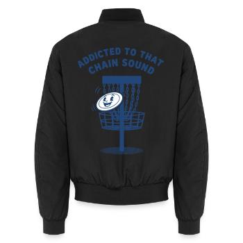 Süchtig nach diesem Kettensound Disc Golf Flying Disc - Unisex Bomberjacke - Schwarz - Hinten - AI Model Male 185 light (185cm)