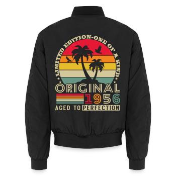 1956 Vintage Rétro Cadeau D'anniversaire - Bomber unisexe - noir - Dos - AI Model Male 185 light (185cm)