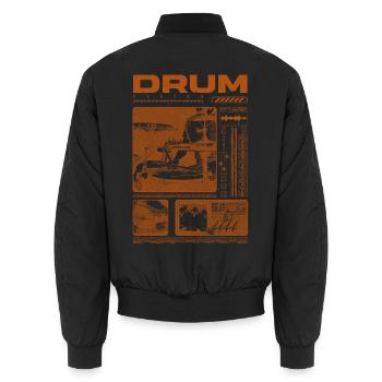 Rock-Schlagzeuger, Trommelspieler, Streetwear - Unisex Bomberjacke - Schwarz - Hinten - AI Model Male 185 light (185cm)