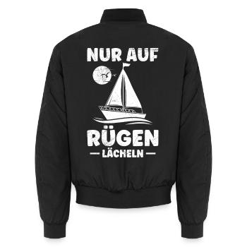 Île de Rügen UNIQUEMENT SUR RÜGEN SOURIRE MARIN Drôle - Bomber unisexe - noir - Dos - AI Model Male 185 light (185cm)