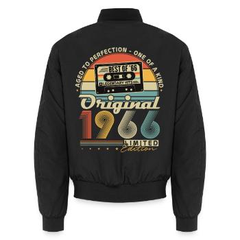 Original 1966 Vintage Vintage Birthday Retro - Unisex Bomber Jacket - black - Back - AI Model Male 185 light (185cm)