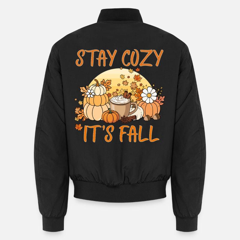 Bleib gemütlich Es ist Herbst – Pumpkin Spice Herbstkaffee Unisex Bomberjacke