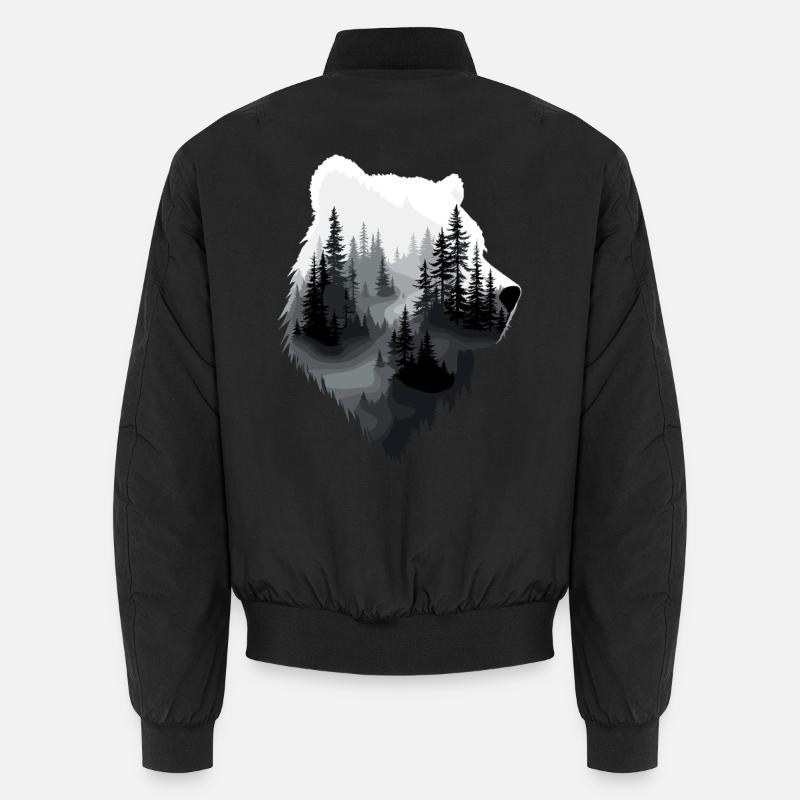 Bear, Forest, Nature, Wilderness, Animal, Bear Artwork Unisex Bomber Jacket