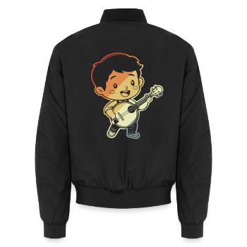 Kleiner Banjoist Comic - Unisex Bomberjacke - Schwarz - Hinten - AI Model Male 185 light (185cm)