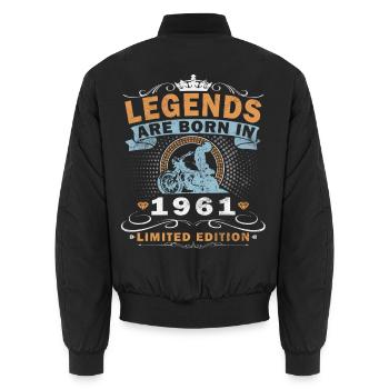 Naissance du motard motard vintage en 1961 - Bomber unisexe - noir - Dos - AI Model Male 185 light (185cm)