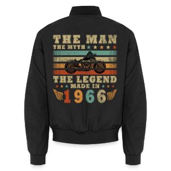 1966 Vintage Anniversaire Moto Cadeau - Bomber unisexe - noir - Dos - AI Model Male 185 light (185cm)