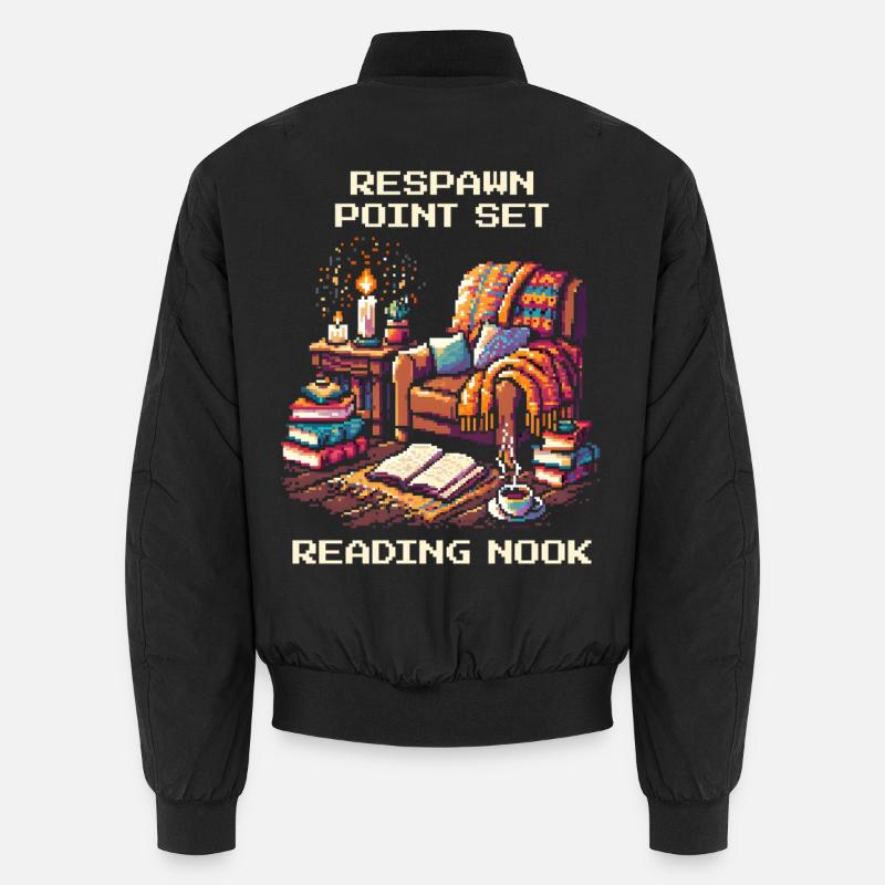 Respawn gesetzt | Leseecke Bücherzeit - Unisex Bomberjacke - Schwarz