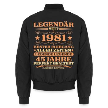 1981 Millésime 45 ans parfaitement vieilli - Bomber unisexe - noir - Dos - AI Model Male 185 light (185cm)