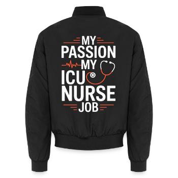 Infirmière en réanimation Ma passion Ma Infirmière en soins intensifs - Bomber unisexe - noir - Dos - AI Model Male 185 light (185cm)