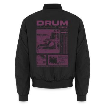 Rock Drummer Drum Player Streetwear - Unisex Bomber Jacket - black - Back - AI Model Male 185 light (185cm)