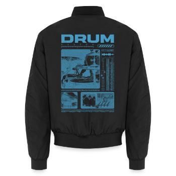 Batteur rock Drumplayer Streetwear - Bomber unisexe - noir - Dos - AI Model Male 185 light (185cm)