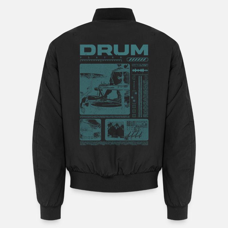 Rock Drummer Drum Player Streetwear - Unisex Bomber Jacket - black
