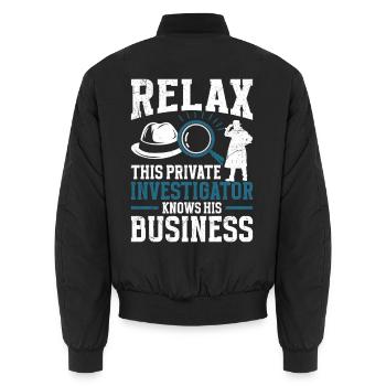 Private Investigator Vest Security Guard Costume - Unisex Bomber Jacket - black - Back - AI Model Male 185 light (185cm)