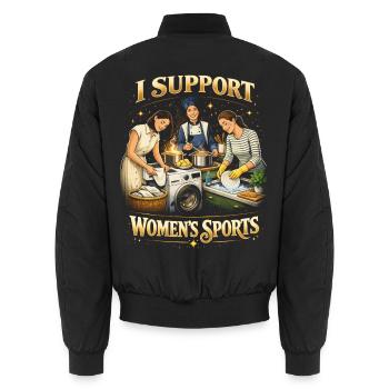 Je soutiens le bootleg inportable du sport féminin - Bomber unisexe - noir - Dos - AI Model Male 185 light (185cm)