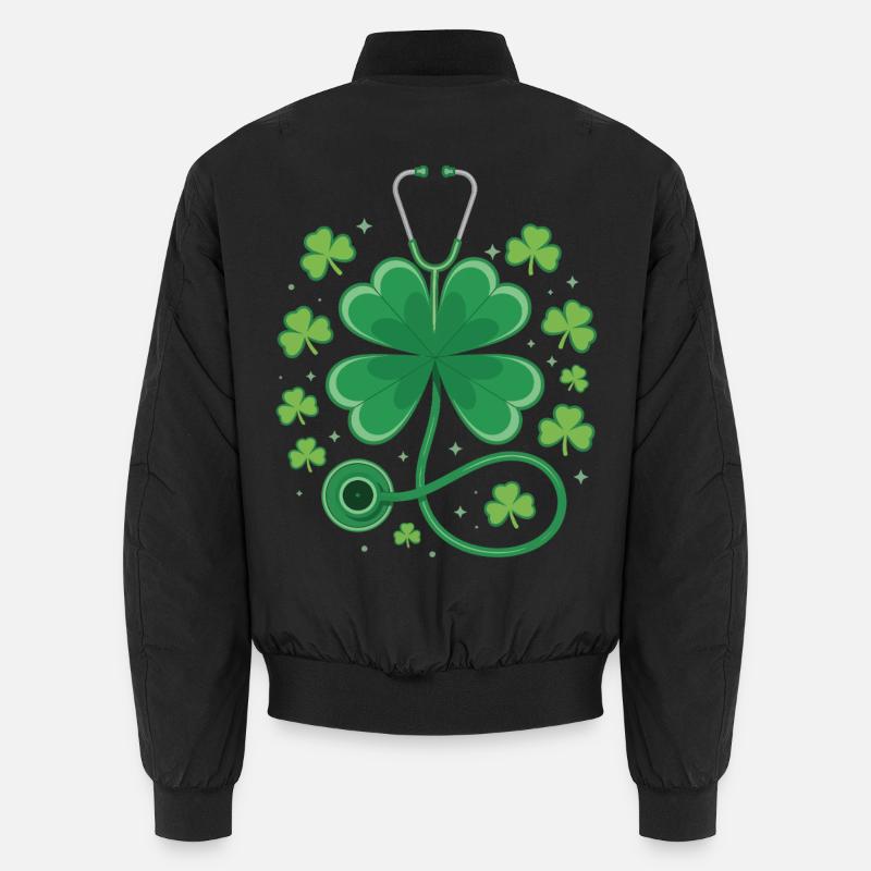 Shamrock Stethoscope Design Unisex Bomber Jacket