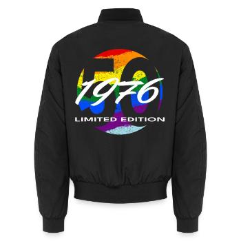50. Geburtstag 1976 Geschenk für Männer und Frauen - Unisex Bomberjacke - Schwarz - Hinten - AI Model Male 185 light (185cm)
