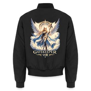 Gatekeeper Angel Warrior Anime Fantasy Style - Unisex Bomberjacke - Schwarz - Hinten - AI Model Male 185 light (185cm)