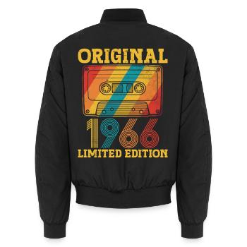 60. Geburtstag 60 Jahre 1966 Geburtstagsgeschenk - Unisex Bomberjacke - Schwarz - Hinten - AI Model Male 185 light (185cm)