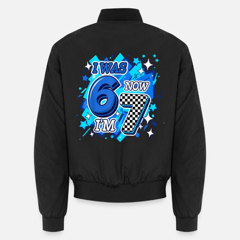 Six Seven Blue Checkered 67 - Unisex Bomber Jacket - black