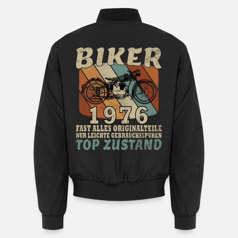 1976 Vintage Man Myth Legend Motorcycle Unisex Bomber Jacket