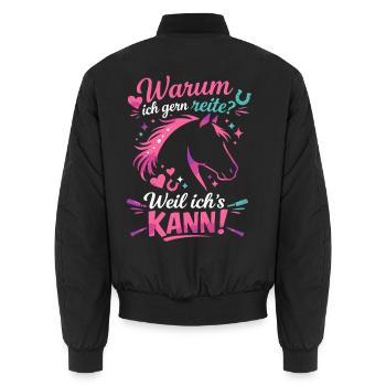 Reiterin Pferde Spruch  Reiten Reiterin Geschenk - Unisex Bomberjacke - Schwarz - Hinten - AI Model Male 185 light (185cm)