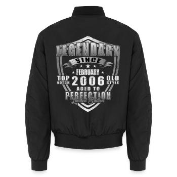 Cadeau rétro vintage d’anniversaire de février 2006 - Bomber unisexe - noir - Dos - AI Model Male 185 light (185cm)