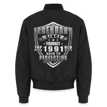 February 1991 - Jubilee 1991 Vintage February 1991 - Unisex Bomber Jacket - black - Back - AI Model Male 185 light (185cm)