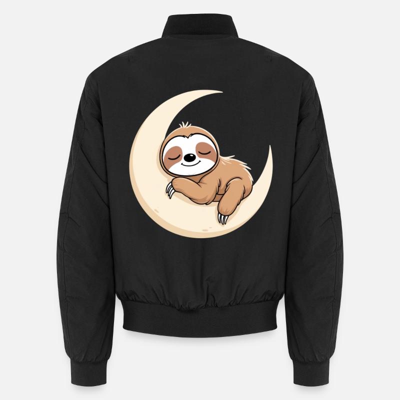 Moon Sleep Sloth - Unisex Bomber Jacket - black