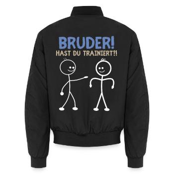 Strichmännchen HAST DU TRAINIERT LUSTIG - Unisex Bomberjacke - Schwarz - Hinten - AI Model Male 185 light (185cm)