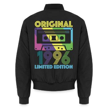 Original 1996 Cassette 30th Anniversary 30 Year Tee - Unisex Bomber Jacket - black - Back - AI Model Male 185 light (185cm)