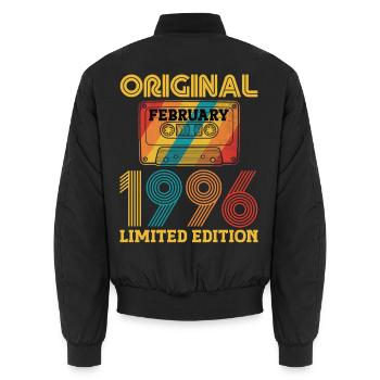 30e Anniversaire 30 ans Février 1996 Vintage Tee - Bomber unisexe - noir - Dos - AI Model Male 185 light (185cm)