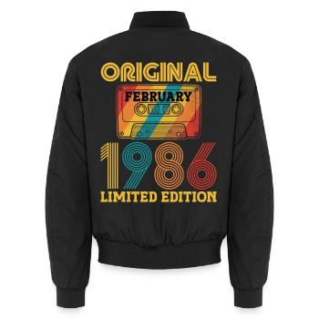 40e Anniversaire 40 ans Février 1986 Vintage Tee - Bomber unisexe - noir - Dos - AI Model Male 185 light (185cm)