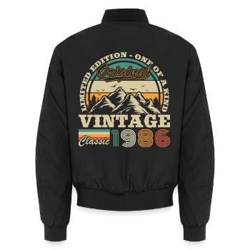 1986 Vintage Retro Geburtstagsgeschenk - Unisex Bomberjacke - Schwarz - Hinten - AI Model Male 185 light (185cm)