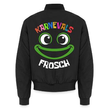 Karnevals Frosch | buntes Faschings Kostüm - Unisex Bomberjacke - Schwarz - Hinten - AI Model Male 185 light (185cm)