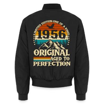 Original 1956 Jahrgang Retro Geburtstag Geschenk - Unisex Bomberjacke - Schwarz - Hinten - AI Model Male 185 light (185cm)