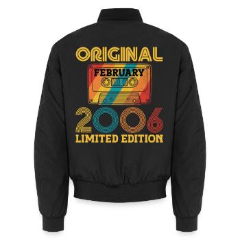 20e Anniversaire 20 ans Février 2006 Vintage Tee - Bomber unisexe - noir - Dos - AI Model Male 185 light (185cm)