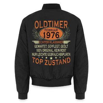 50e anniversaire, 50 ans, février 1976 Vinta - Bomber unisexe - noir - Dos - AI Model Male 185 light (185cm)