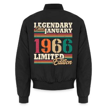 Vintage 1966 Janvier Rétro Cadeau D'anniversaire - Bomber unisexe - noir - Dos - AI Model Male 185 light (185cm)