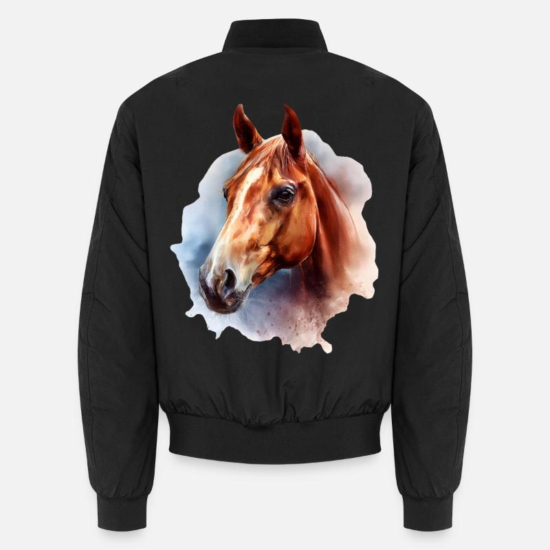 Pferde-Aquarell auf Himmelshintergrund Unisex Bomberjacke
