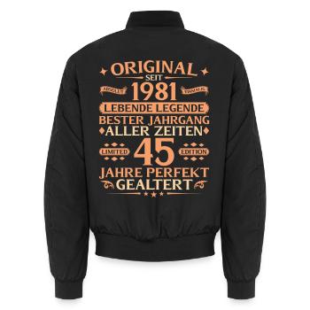 45. Geburtstag Absolut Einmalig 1981 Jahrgang - Unisex Bomberjacke - Schwarz - Hinten - AI Model Male 185 light (185cm)