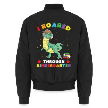 Kindergarten Outfit Dinosaur Costume - Unisex Bomber Jacket - black - Back - AI Model Male 185 light (185cm)