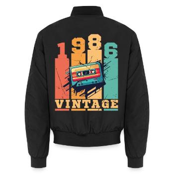 1986 Vintage Rétro Cadeau D'anniversaire - Bomber unisexe - noir - Dos - AI Model Male 185 light (185cm)