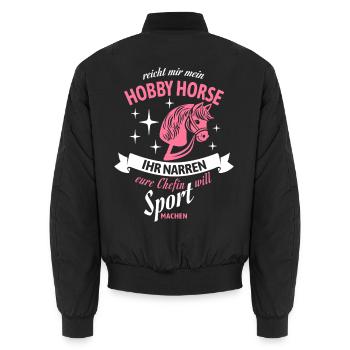 Hobby Horse Chefin Sport-Statement - Unisex Bomber Jacket - black - Back - AI Model Male 185 light (185cm)