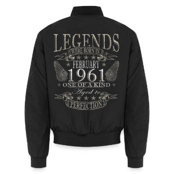 Février 1961 Jubilé 1961 Légendes Février - Bomber unisexe - noir - Dos - AI Model Male 185 light (185cm)