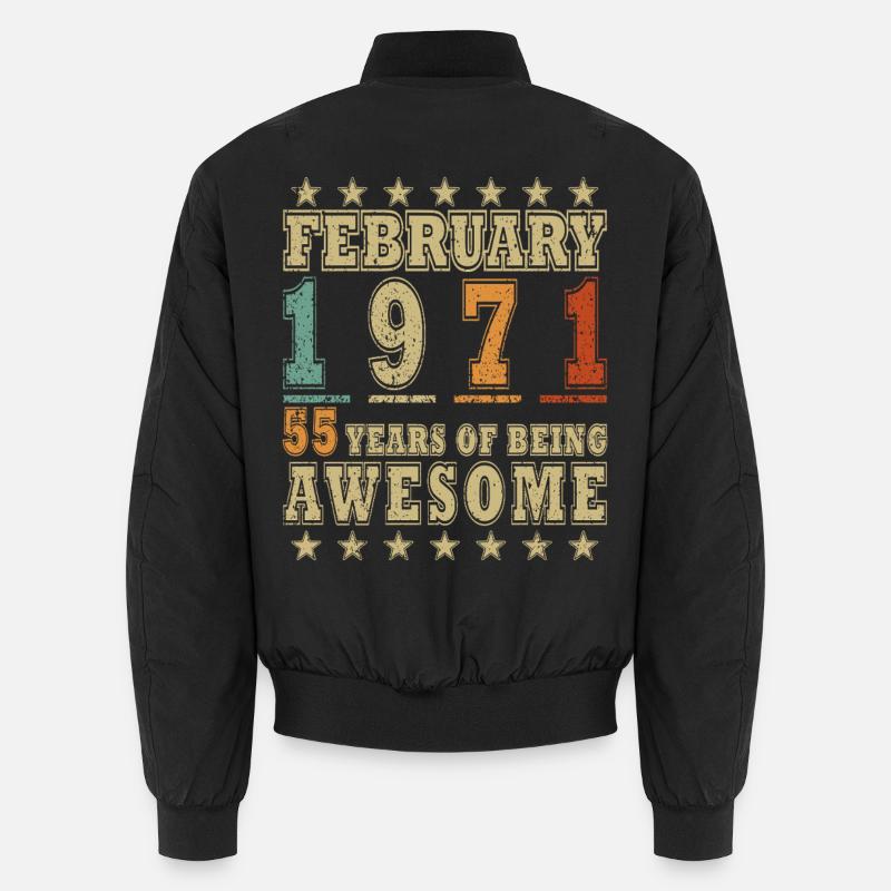 55e anniversaire février 1971 Millésime Bomber unisexe