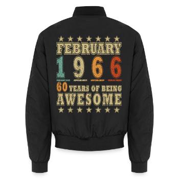 Anniversaire février 1966 Cadeau Vintage Limited - Bomber unisexe - noir - Dos - AI Model Male 185 light (185cm)